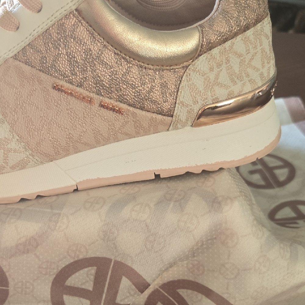 Michael Kors Pink and Gold Sneakers with Plush Comfort - Picture 3 of 4